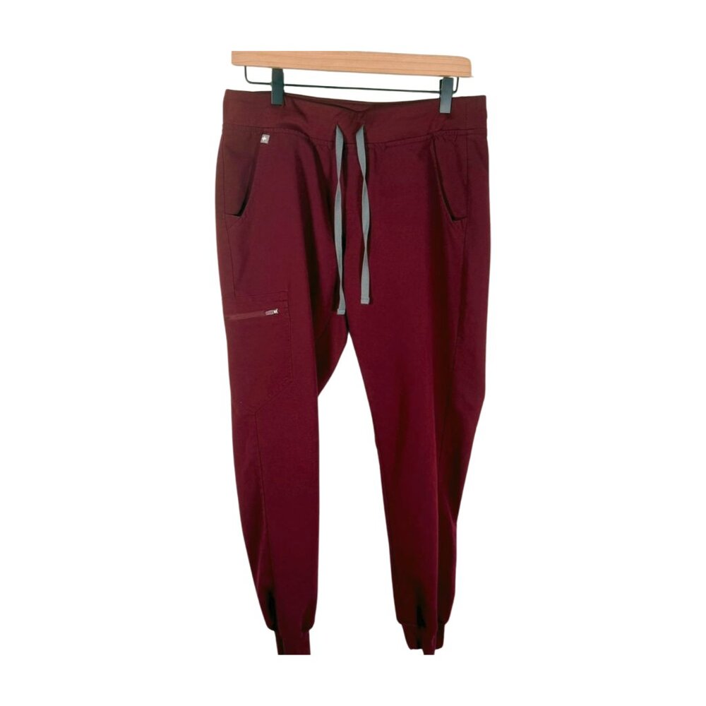 Figs Women's Size M Zamora Jogger Scrub Pants Burgandy Technical Collection